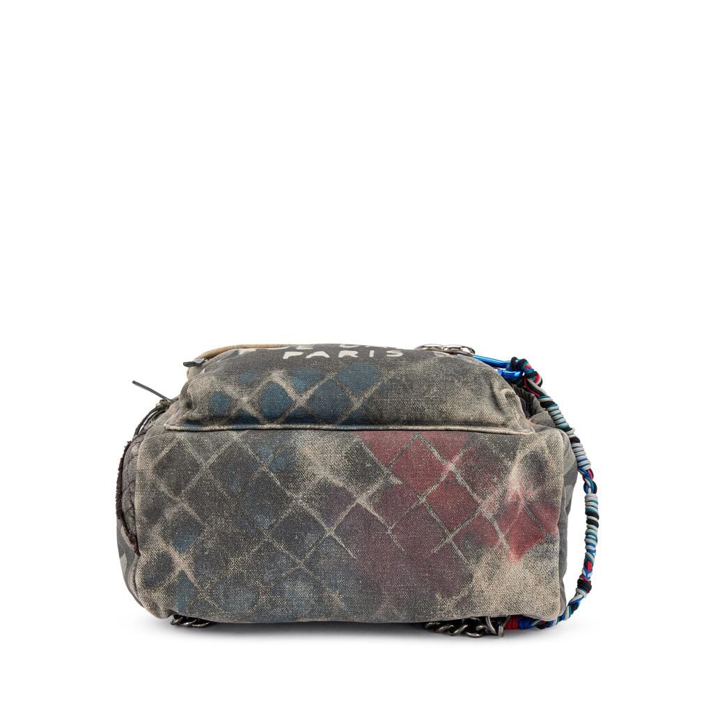 Limited Edition Beige Multicolor Canvas Graffiti Art School Backpack Ruthenium Hardware, 2014