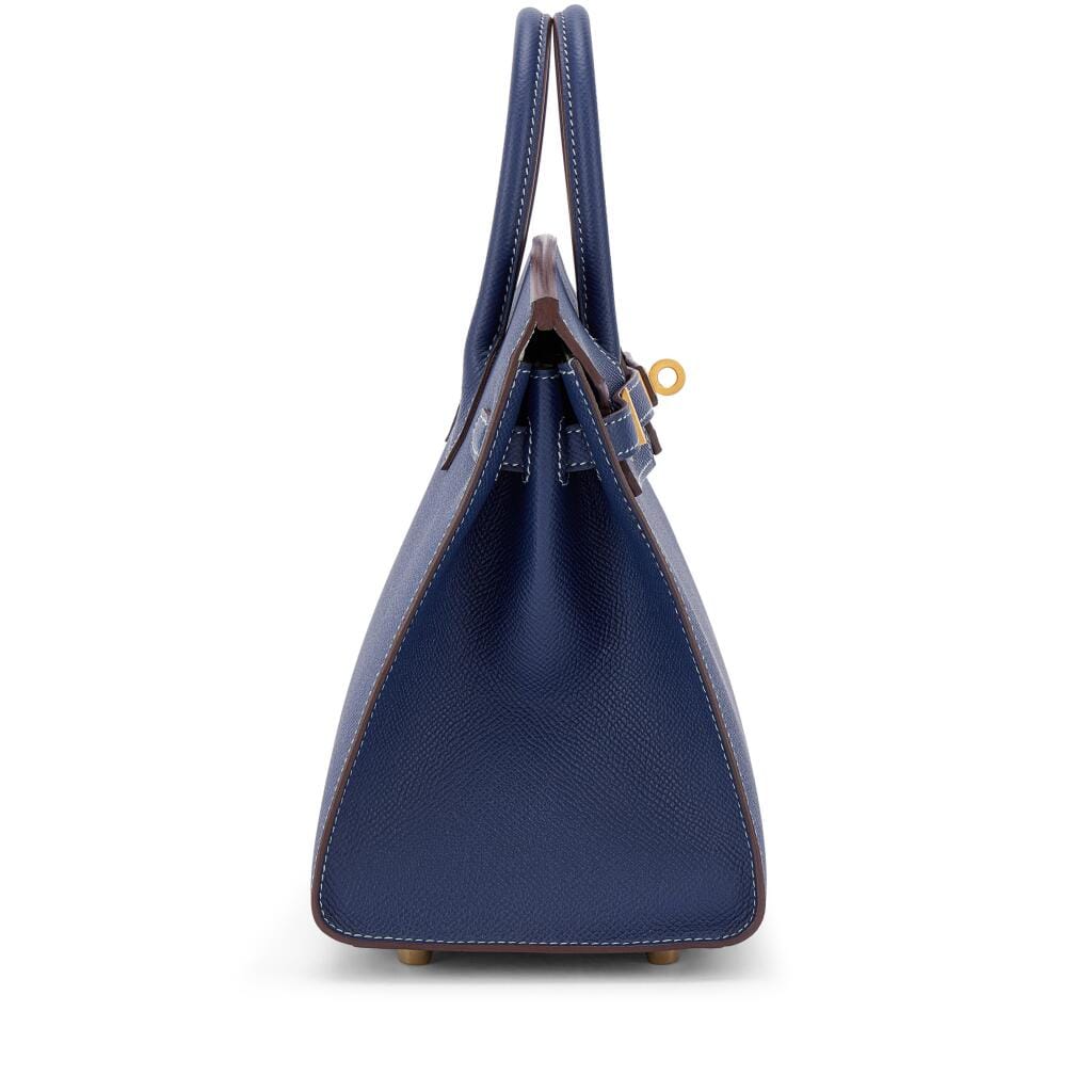 Bleu Electrique Epsom and Gris Perle HSS Birkin 25 Sellier Brushed Gold Hardware, 2023