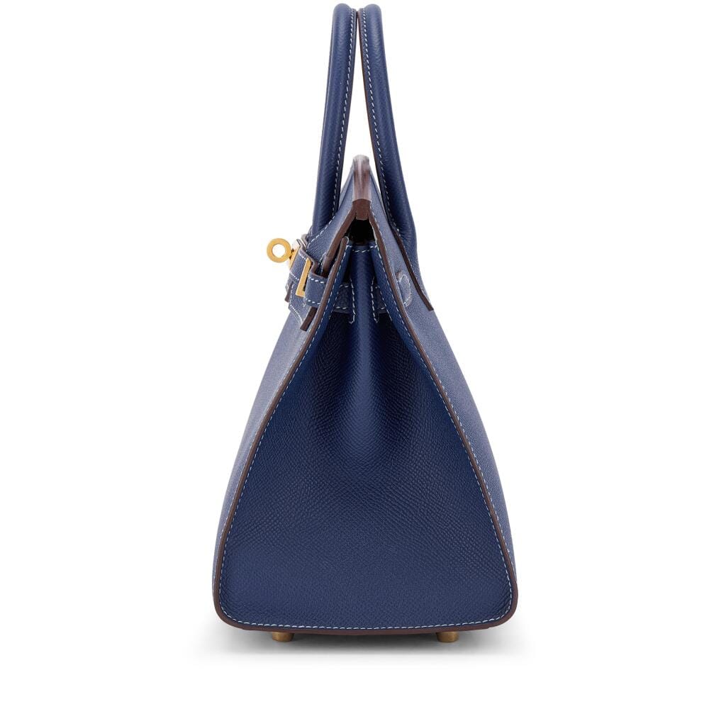 Bleu Electrique Epsom and Gris Perle HSS Birkin 25 Sellier Brushed Gold Hardware, 2023
