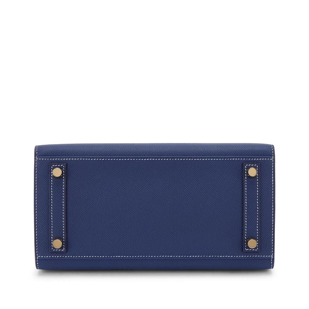 Bleu Electrique Epsom and Gris Perle HSS Birkin 25 Sellier Brushed Gold Hardware, 2023