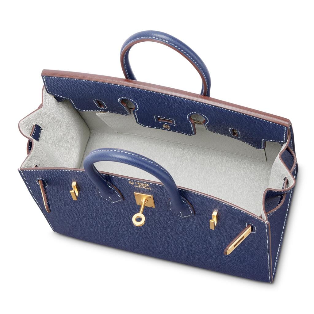 Bleu Electrique Epsom and Gris Perle HSS Birkin 25 Sellier Brushed Gold Hardware, 2023