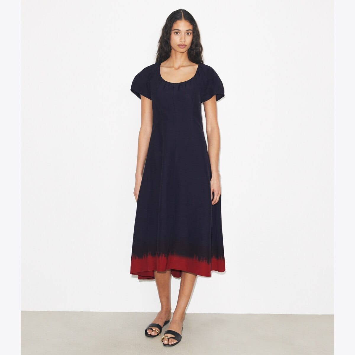 Balloon Sleeve Viscose Dress