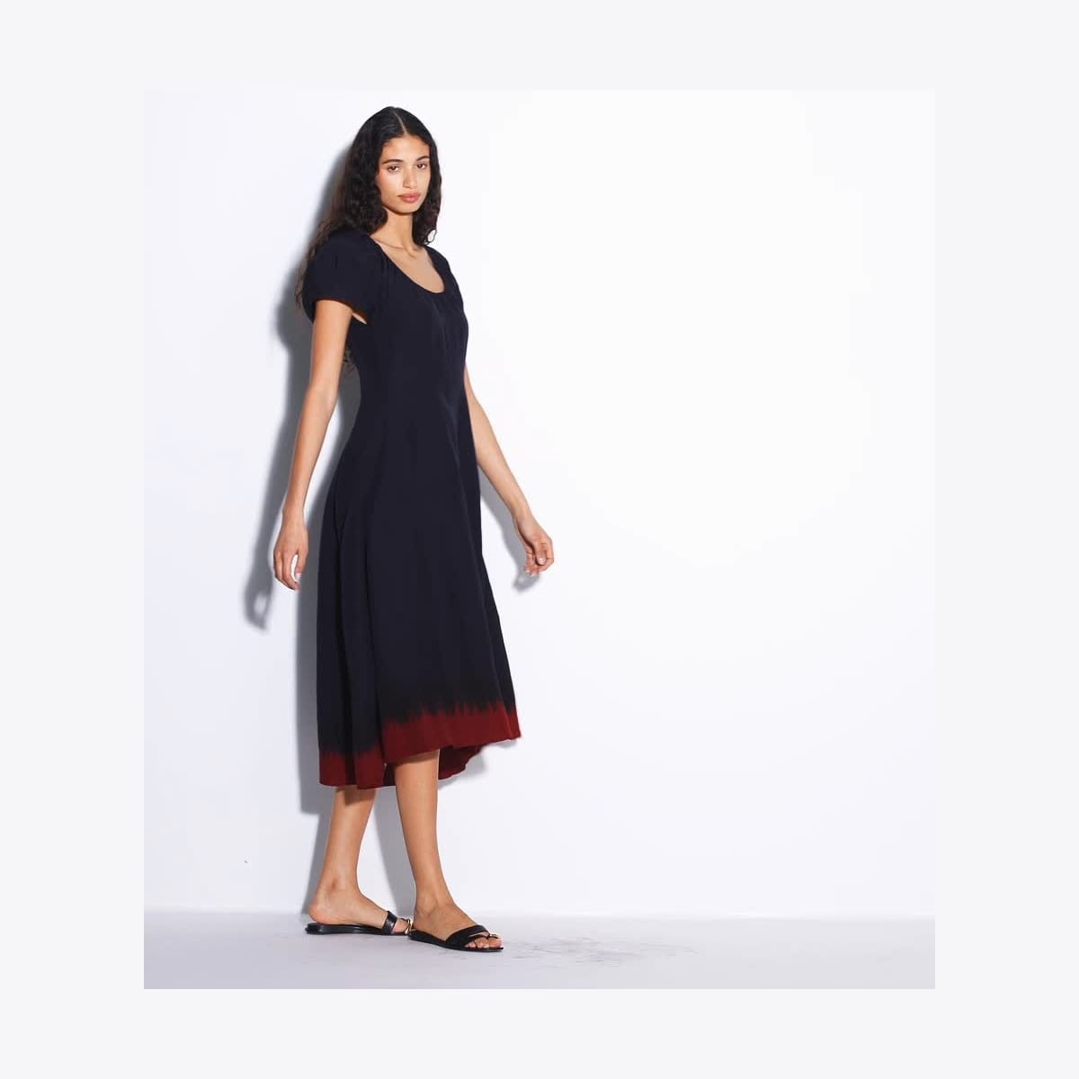 Balloon Sleeve Viscose Dress