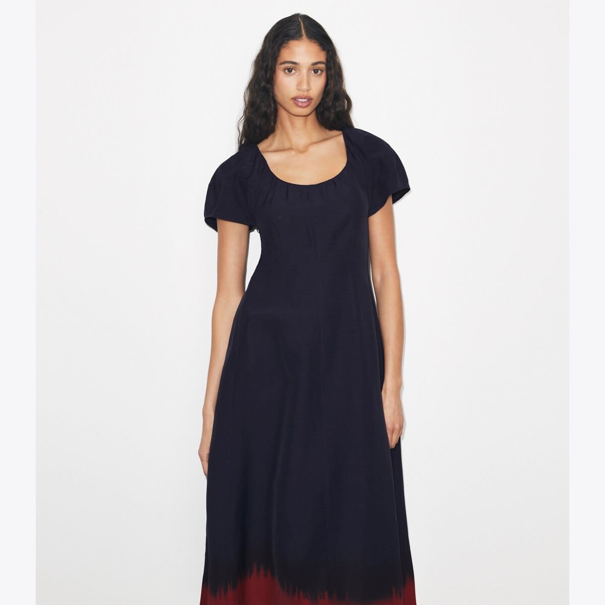 Balloon Sleeve Viscose Dress