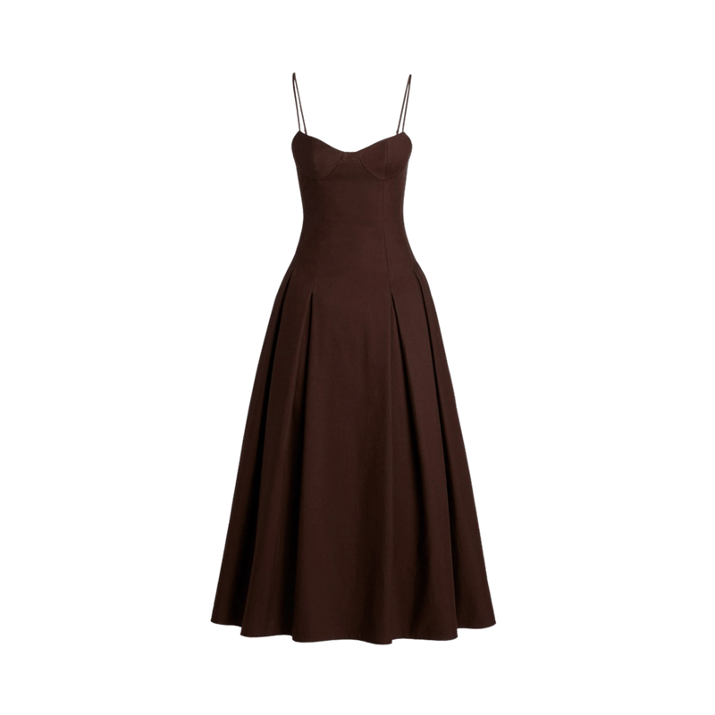 Elara Voss Amelie Dark Brown Midi Dress