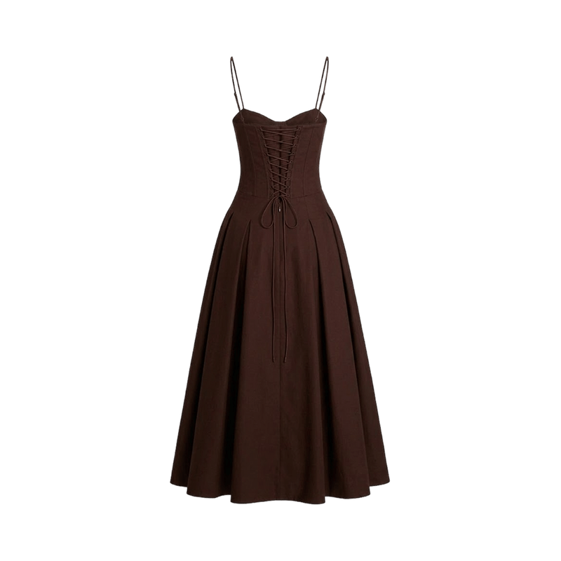 Elara Voss Amelie Dark Brown Midi Dress