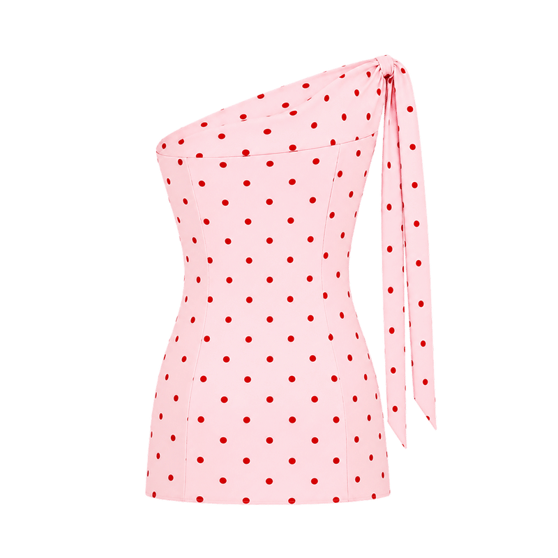 Elara Voss Celeste Powder Pink Polka Dot Dress