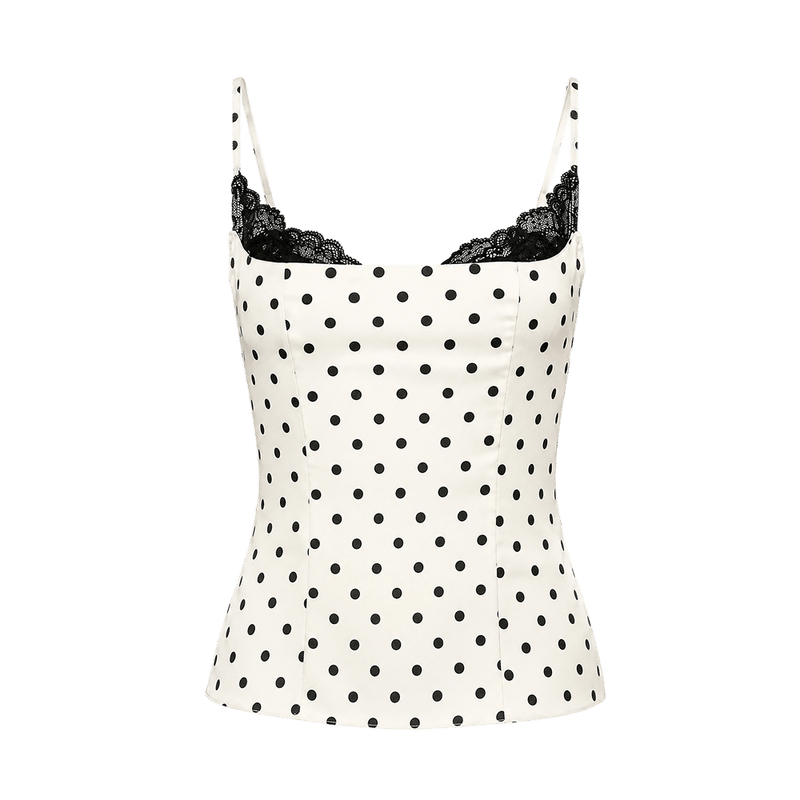 Elara Voss Colette Ivory Black Polka Dot Cami Top