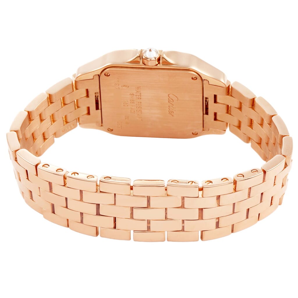 Santos Demoiselle (Reference WF9007Z8). A 26mm rose gold diamond-set quartz wristwatch.