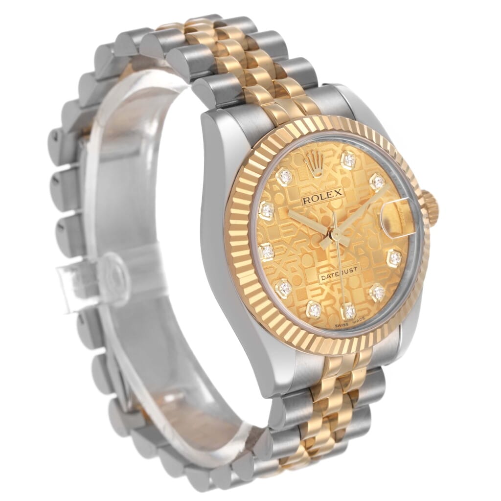 Datejust 'Anniversary' Dial (Reference 178273). A 31mm stainless steel yellow gold diamond-set automatic wristwatch with date. 2011