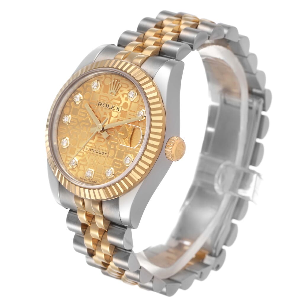 Datejust 'Anniversary' Dial (Reference 178273). A 31mm stainless steel yellow gold diamond-set automatic wristwatch with date. 2011