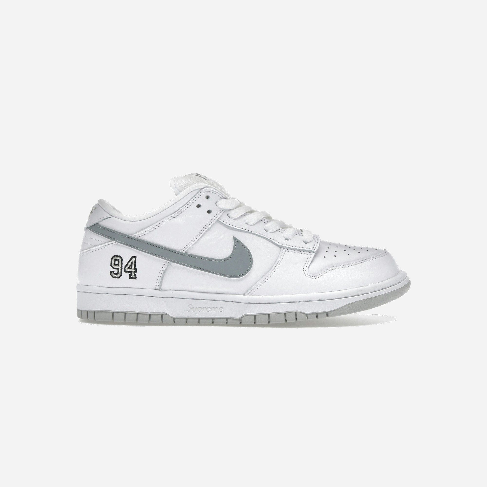 Nike SB Dunk Low Supreme 94 White Metallic Silver