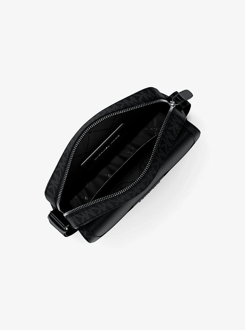 Cooper Medium Pebbled Leather and Signature Logo Camera Crossbody Bag