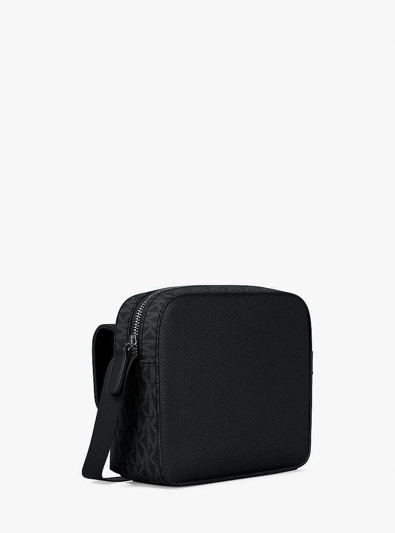 Cooper Medium Pebbled Leather and Signature Logo Camera Crossbody Bag
