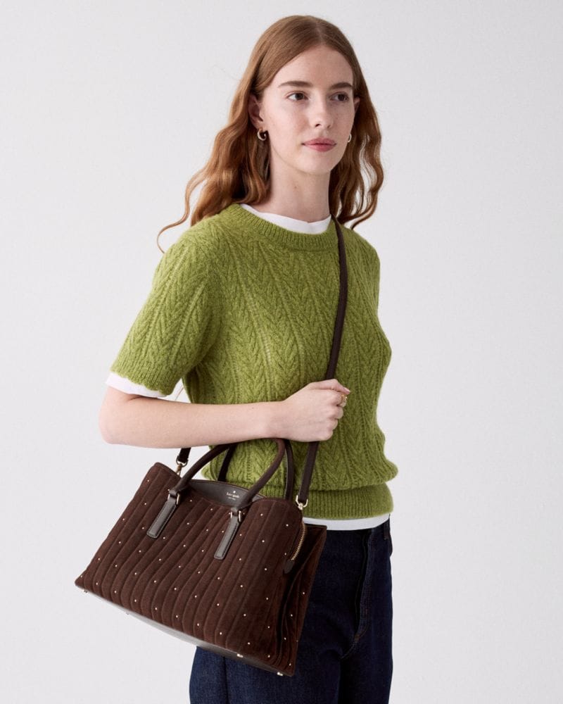 Thompson Street Quilted Suede Satchel Bag