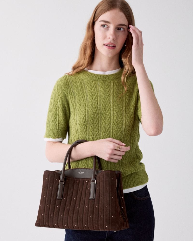 Thompson Street Quilted Suede Satchel Bag