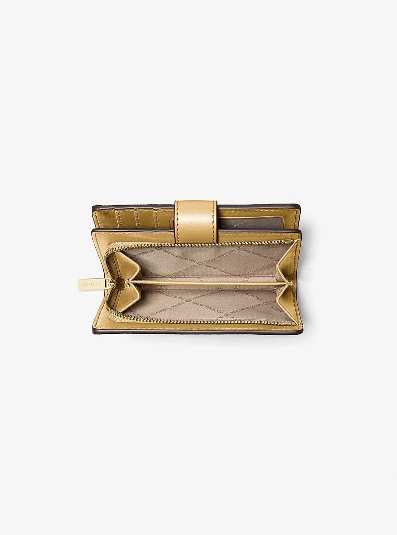 Jet Set Medium Metallic Saffiano Leather Bi-Fold Wallet