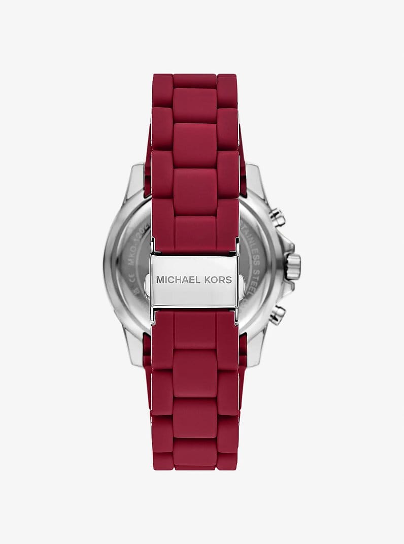 Oversized Everest Pavé Silver-Tone and Silicone Watch