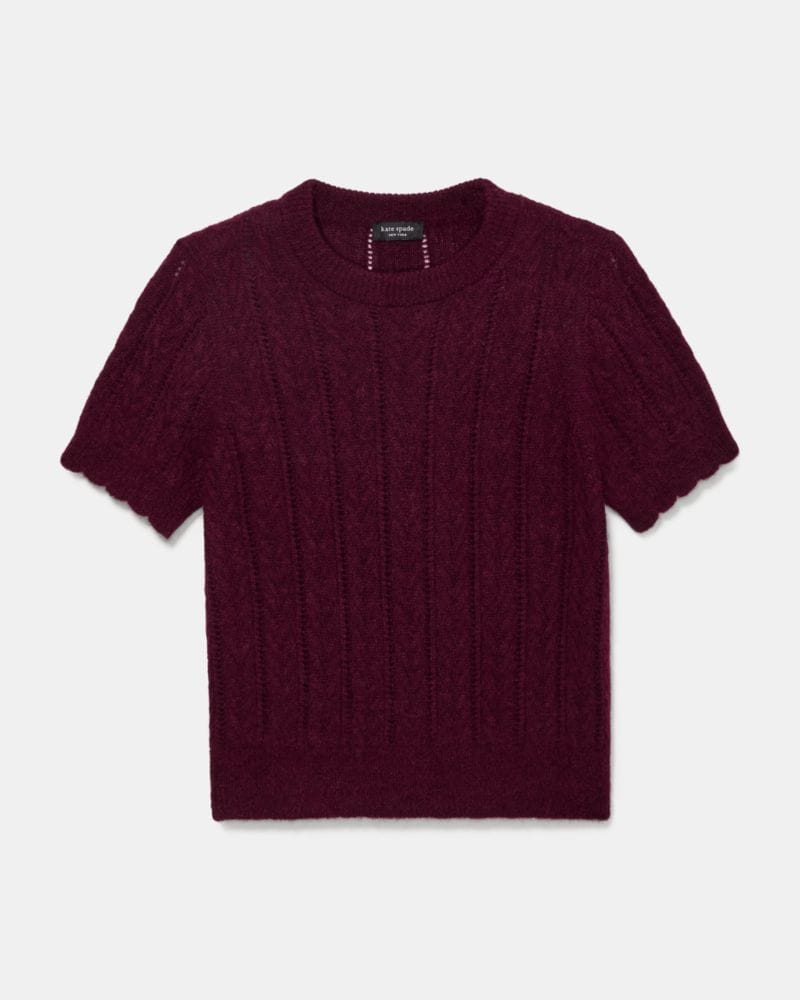 Pointelle Short Sleeve Sweater