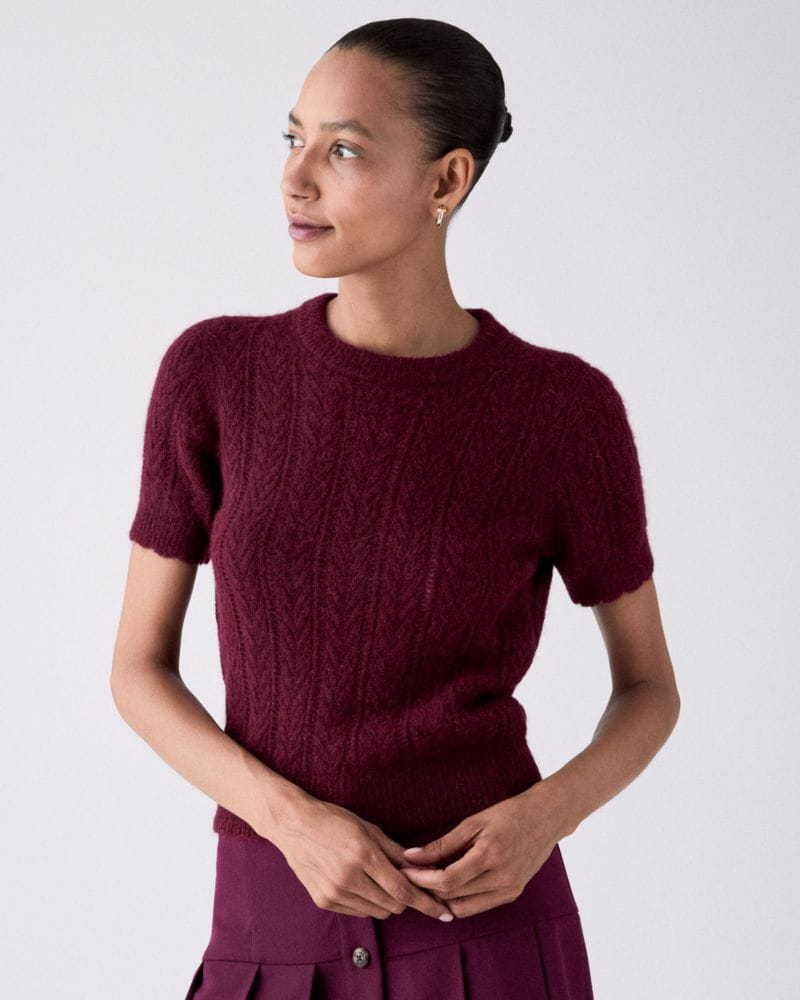 Pointelle Short Sleeve Sweater