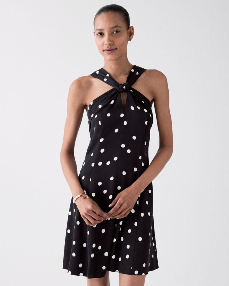 Enchanted Dot Knotted Halter Mini Dress