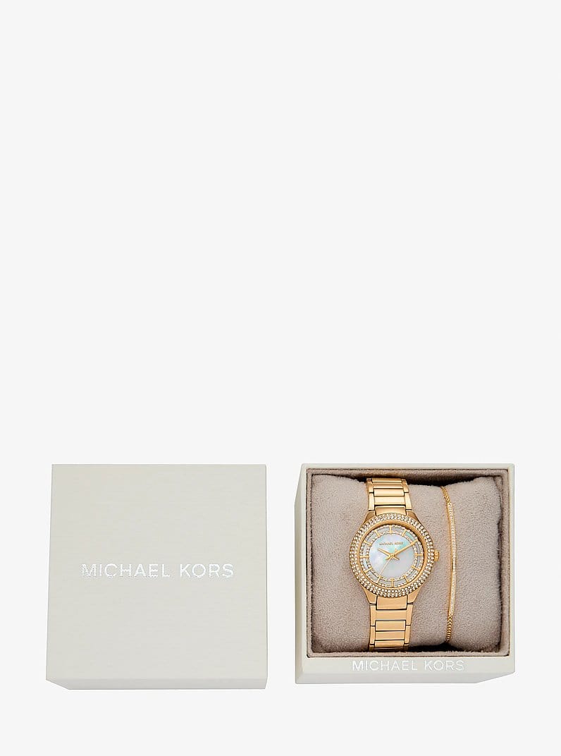 Mini Sylvia Pavé Gold-Tone Watch and Bracelet Gift Set