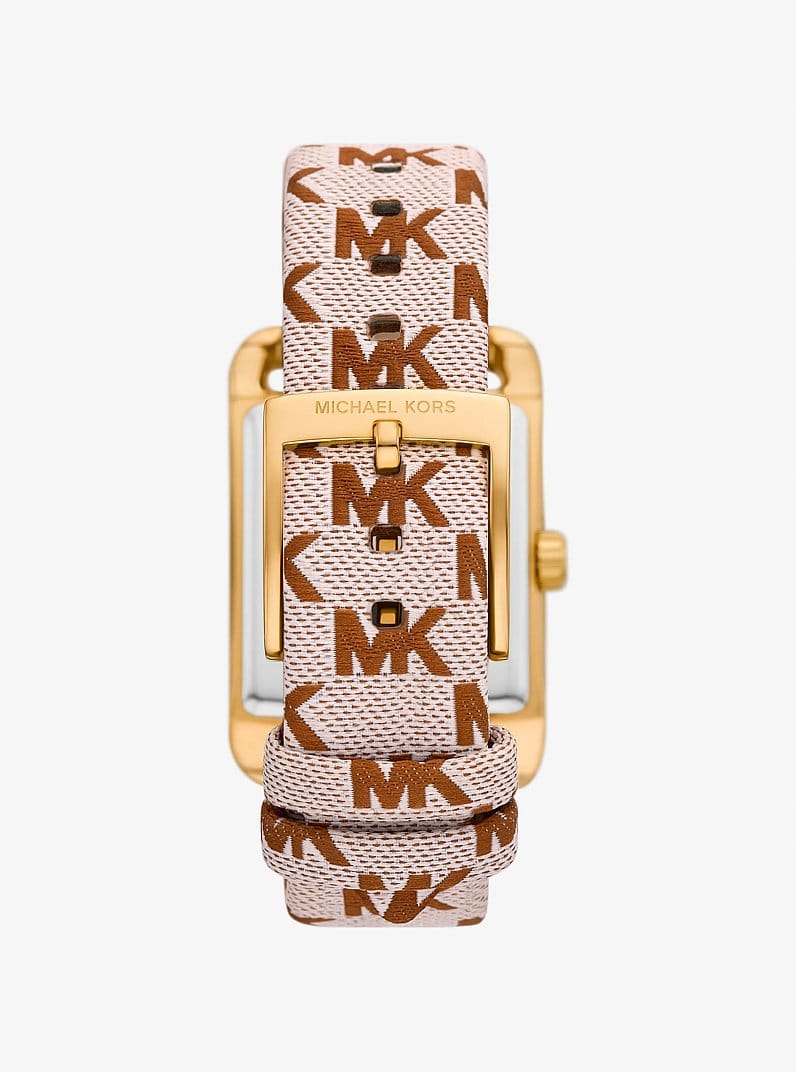 Monroe Gold-Tone and Logo Jacquard Watch