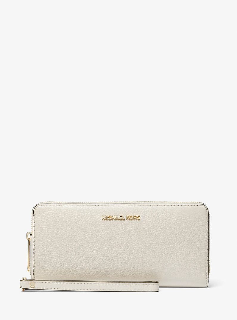 Jet Set Travel Large Pebbled Leather Wristlet