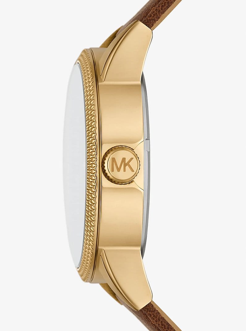 Oversized Hutton Gold-Tone and Leather Watch
