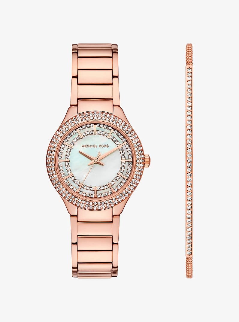 Mini Sylvia Pavé Rose Gold-Tone Watch and Bracelet Gift Set