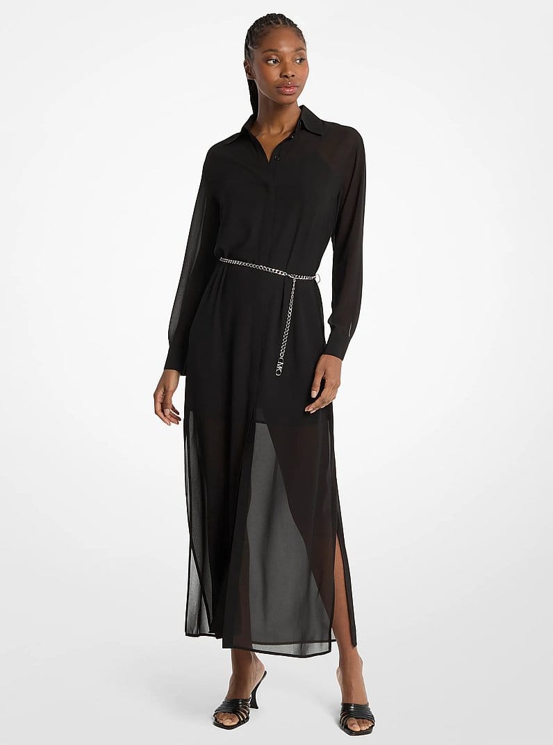 Georgette Belted Shirtdress