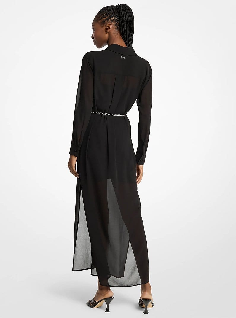 Georgette Belted Shirtdress