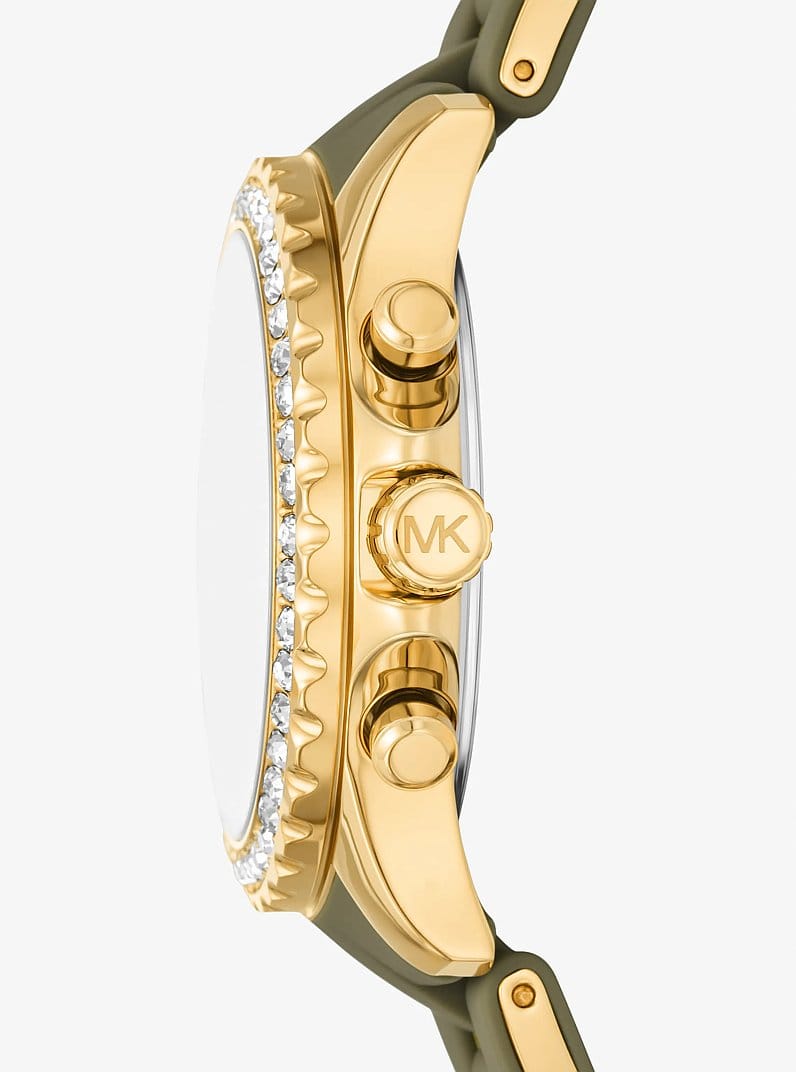 Oversized Everest Pavé Gold-Tone and Silicone Watch