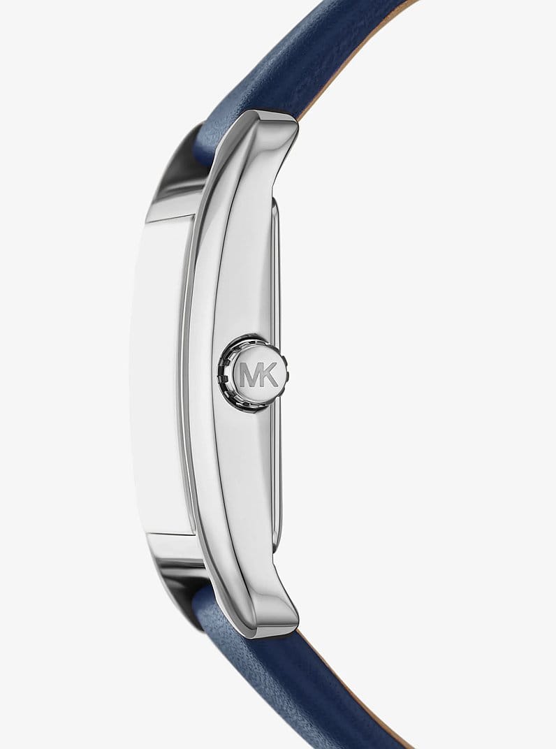 Monroe Silver-Tone and Leather Watch