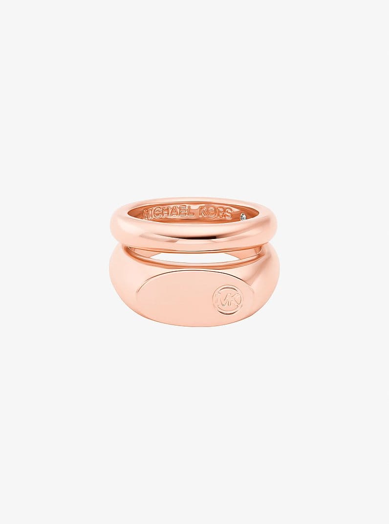 Logo Engraved Double Layered Signet Ring