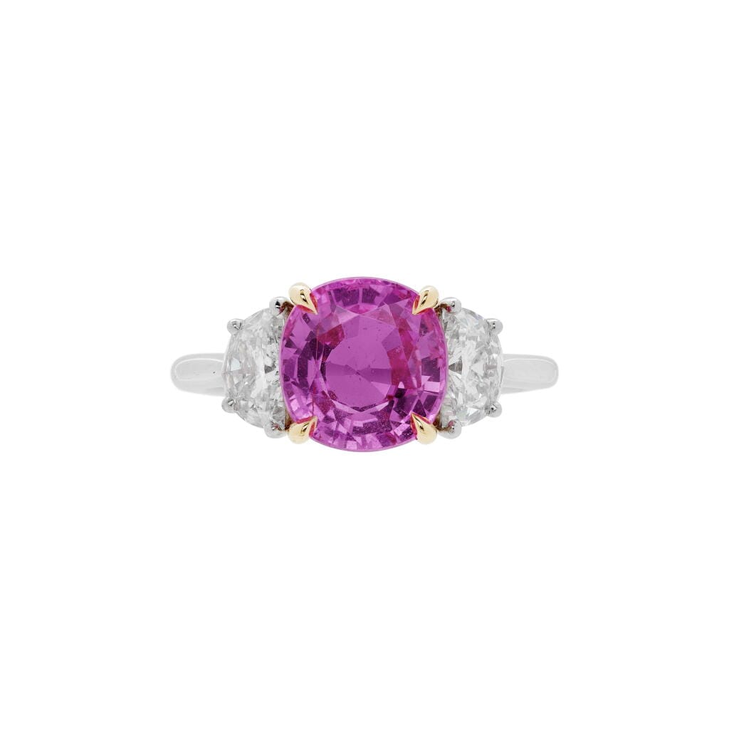 Platinum, Gold, 3.47ct Madagadscar Pink Sapphire and Diamond Ring
