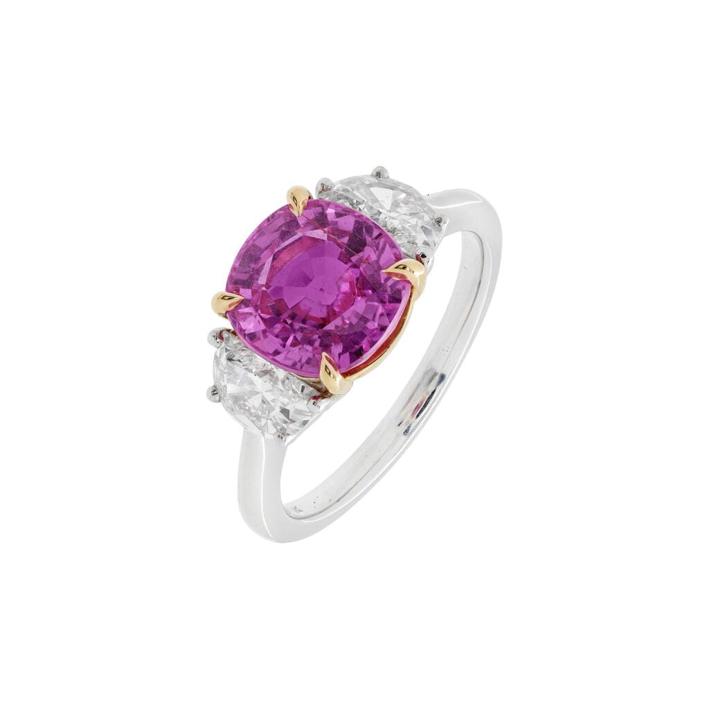 Platinum, Gold, 3.47ct Madagadscar Pink Sapphire and Diamond Ring