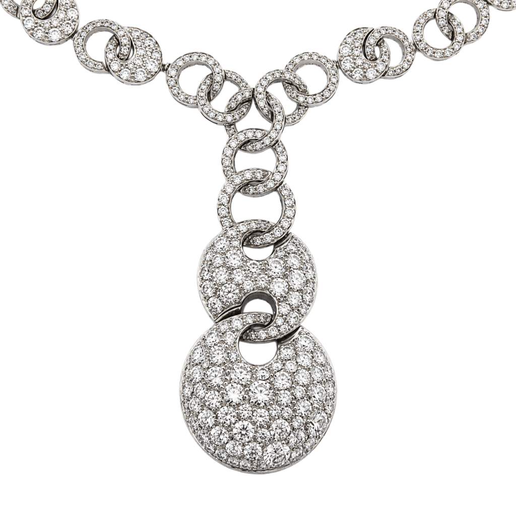 White Gold and Diamond Cerchi Lariat Necklace