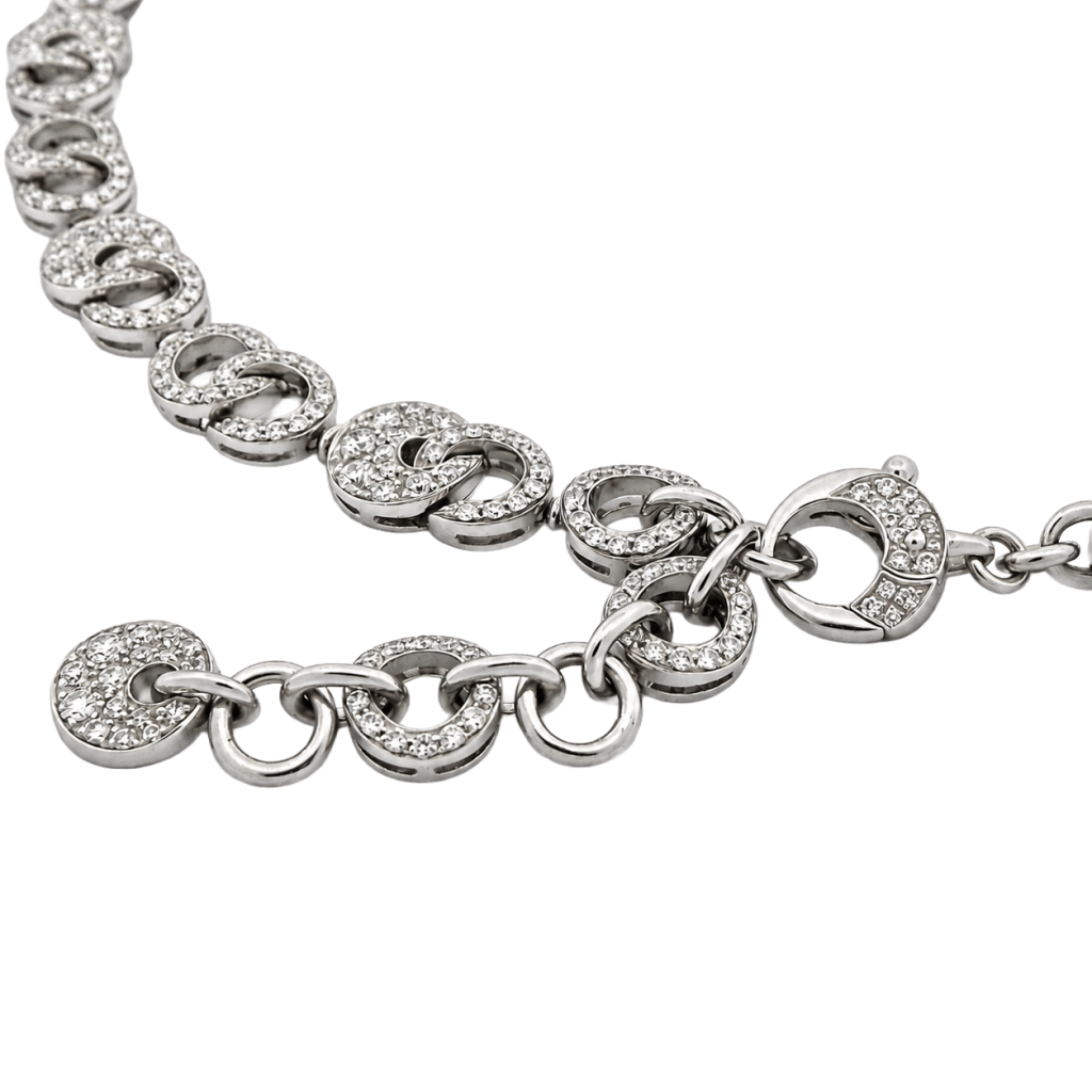 White Gold and Diamond Cerchi Lariat Necklace