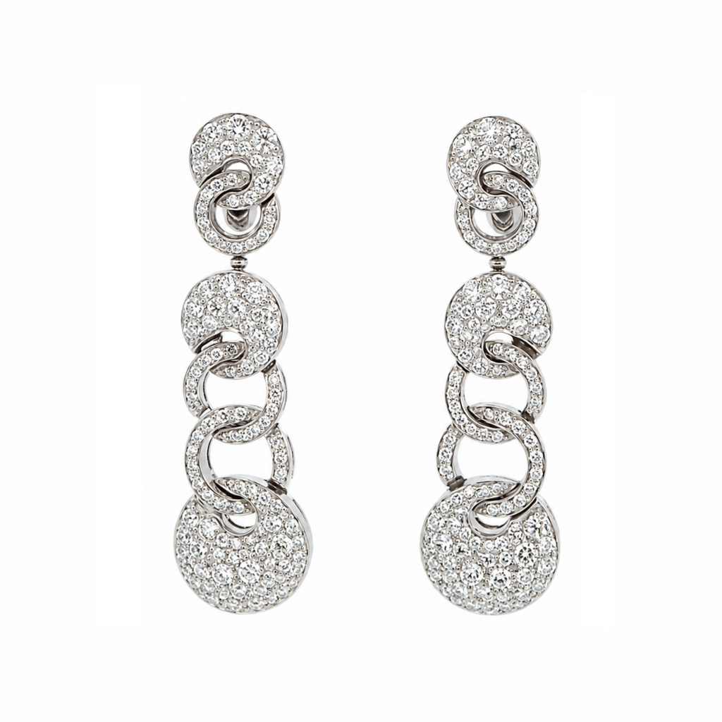 White Gold and Diamond Cerchi Earclips