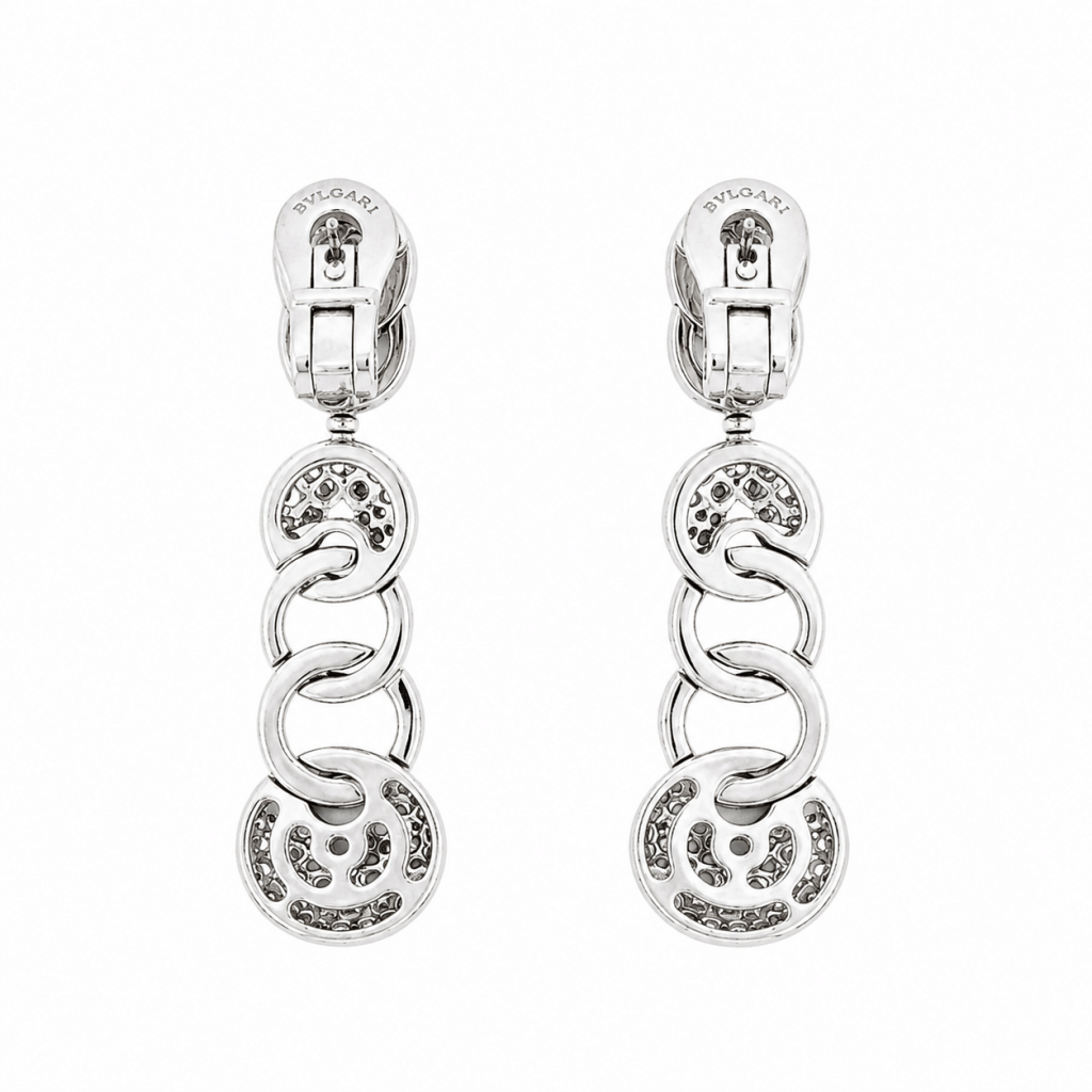 White Gold and Diamond Cerchi Earclips