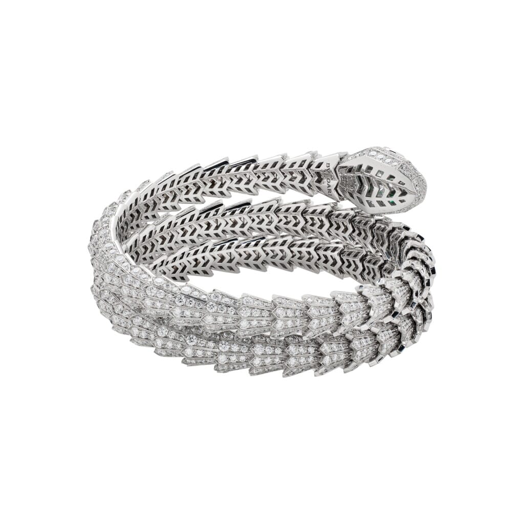 White Gold, Emerald and Diamond Serpenti Bracelet