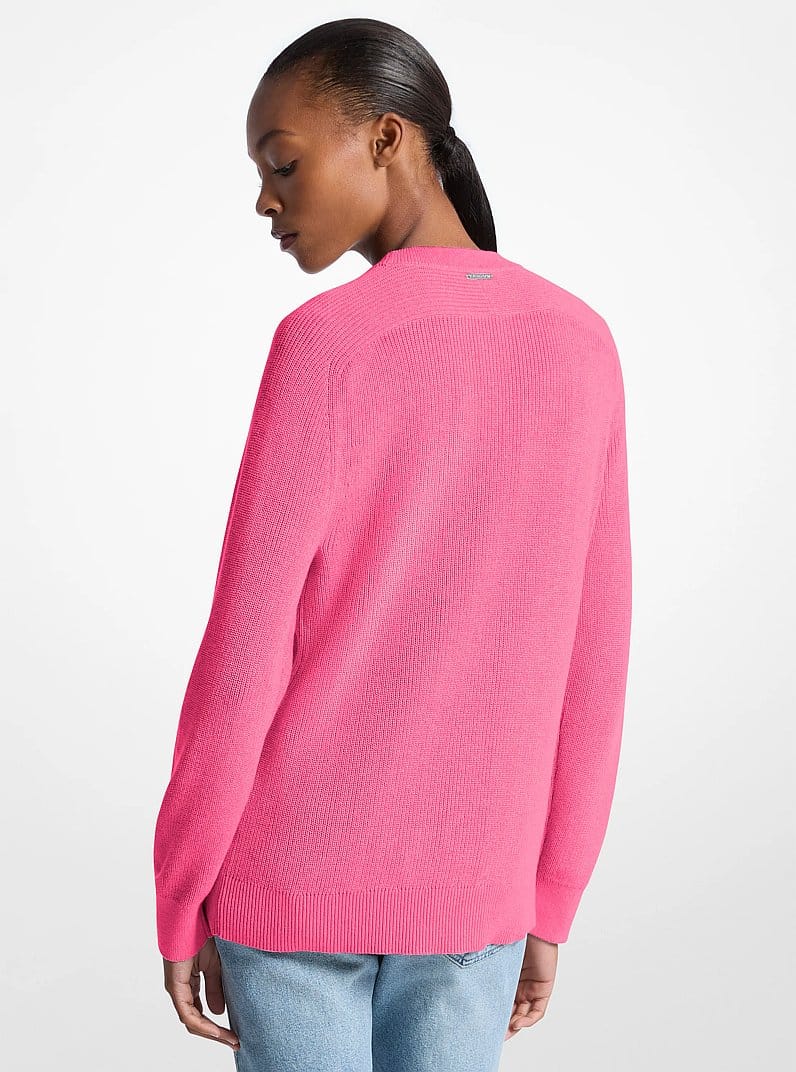 Braided Logo Cotton Blend Sweater