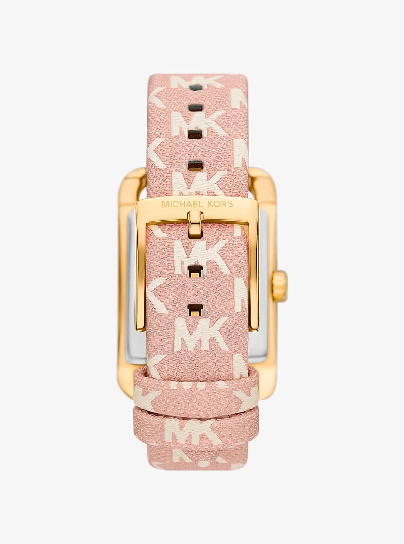 Monroe Gold-Tone and Logo Jacquard Watch
