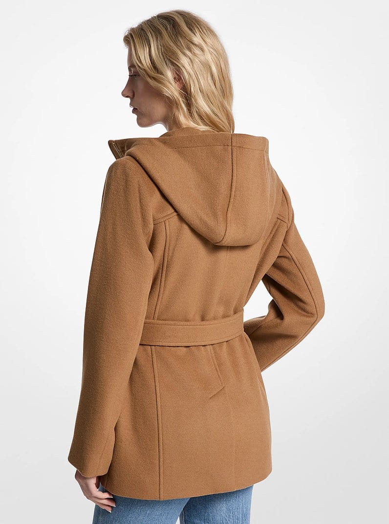 Wool Blend Hooded Coat