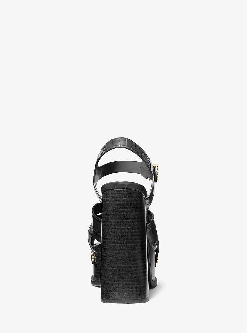 Nora Crocodile Embossed Leather Platform Sandal