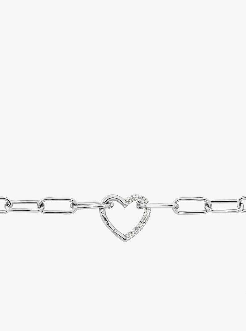 Pavé Heart Curb-Link Necklace