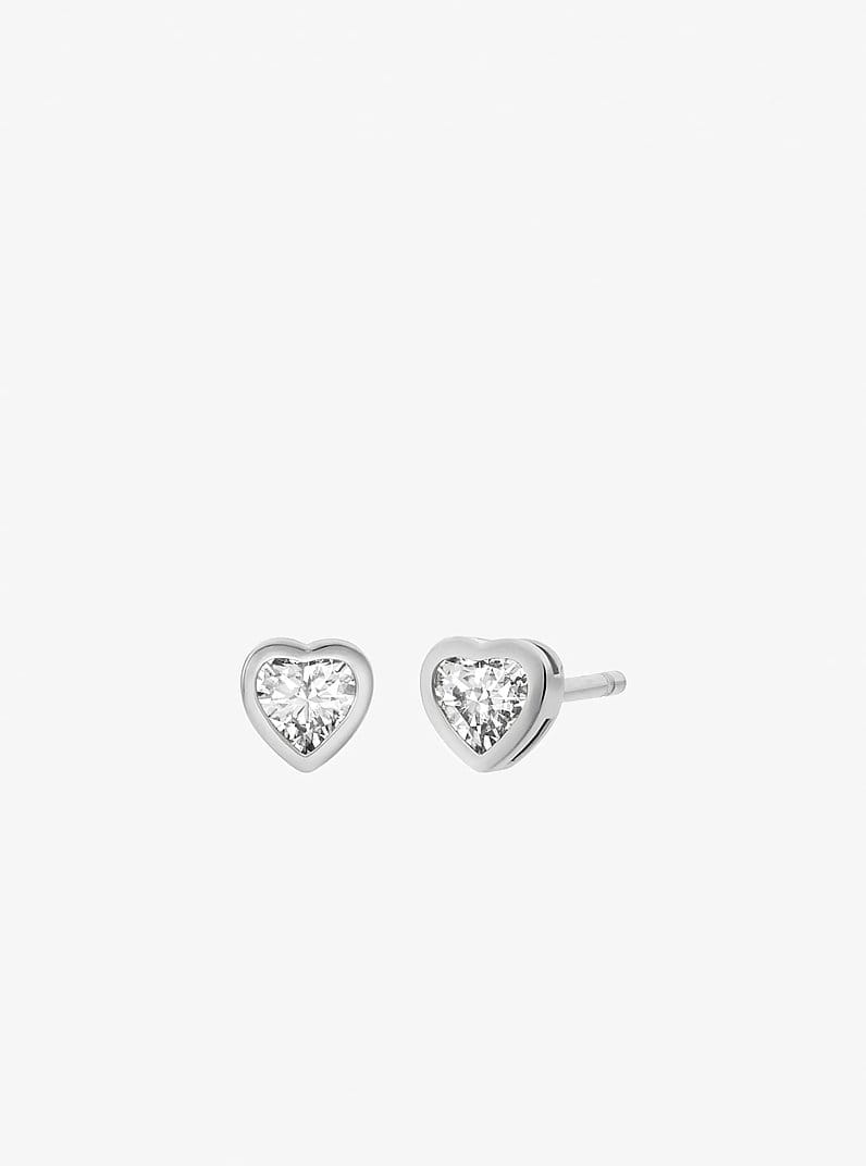 Cubic Zirconia Hearts Slider Bracelet and Stud Earrings