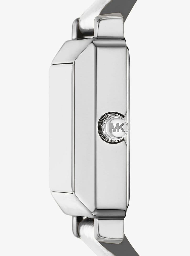 Mini Gwynn Pavé Silver-Tone and Leather Watch