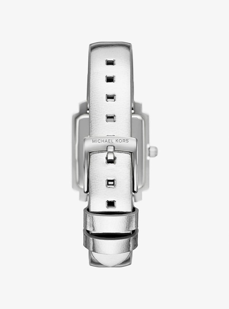 Mini Gwynn Pavé Silver-Tone and Leather Watch